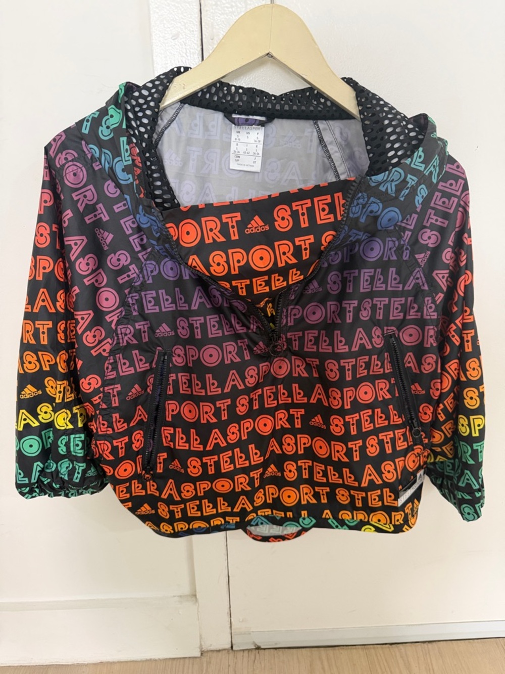 adidas StellaSport Black Jacket with Orange Logo Accent